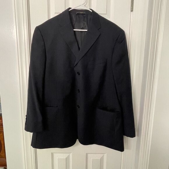 Tommy Hilfiger Ithaca Men’s Wool Blazer Jacket 46R Black Classic Fit 3-Button - Picture 1 of 8